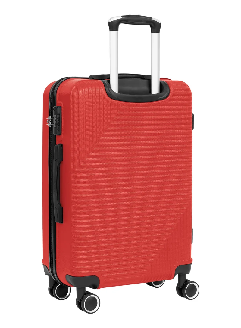 PARAJOHN Medium 24-Inch ABS Lightweight Hardshell Luggage Trolley | carrying 20kg 4-Wheel Spinner Suitcase Red