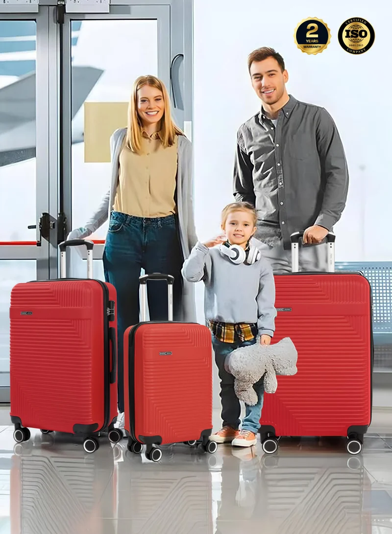 Parajohn M (24 inch) Medium 24-Inch ABS Lightweight Hardshell Luggage Trolley | carrying 20kg 4-Wheel Spinner Suitcase Red  | Best Price UAE
