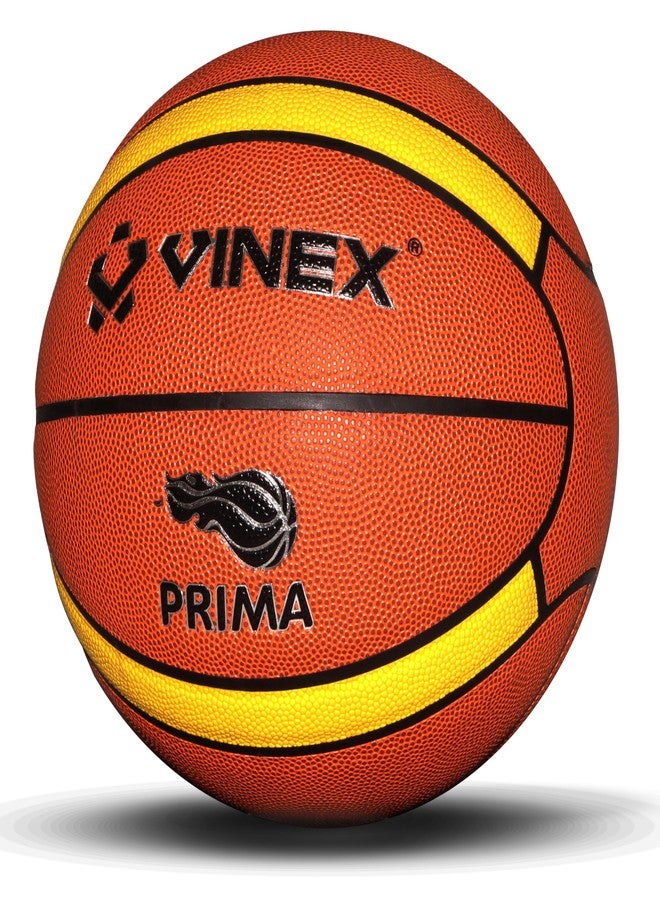 Vinex Prima Basketball - Size 7 | Laminated 14 Panel, Textured Leather Feel | Butyl Bladder, Superior Grip & Bounce | Official Training & Tournament Ball - Image 2