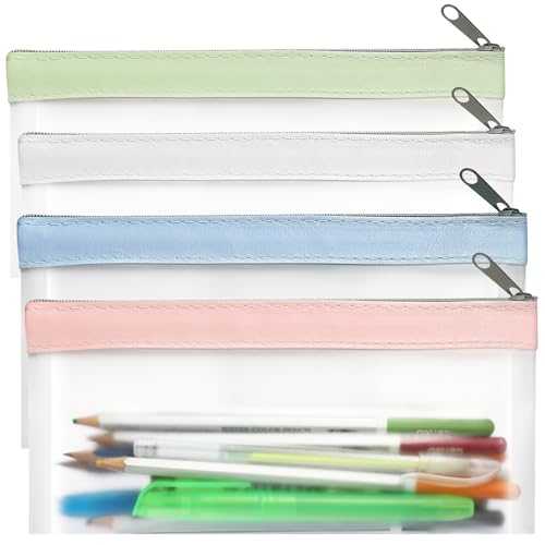 GoClimber 4 Pack Clear Pencil Pouch, Cute Pencil Case, Pencil Bag With Zipper, Teen Portable Pencil Pouch for School & Stationery Supplies - Image 1