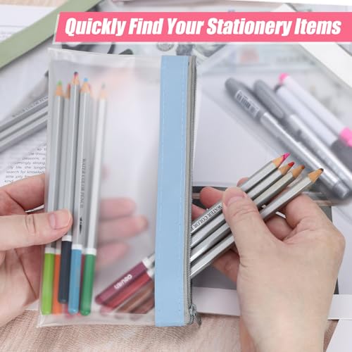 GoClimber 4 Pack Clear Pencil Pouch, Cute Pencil Case, Pencil Bag With Zipper, Teen Portable Pencil Pouch for School & Stationery Supplies - Image 4