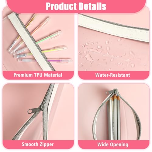 GoClimber 4 Pack Clear Pencil Pouch, Cute Pencil Case, Pencil Bag With Zipper, Teen Portable Pencil Pouch for School & Stationery Supplies - Image 3