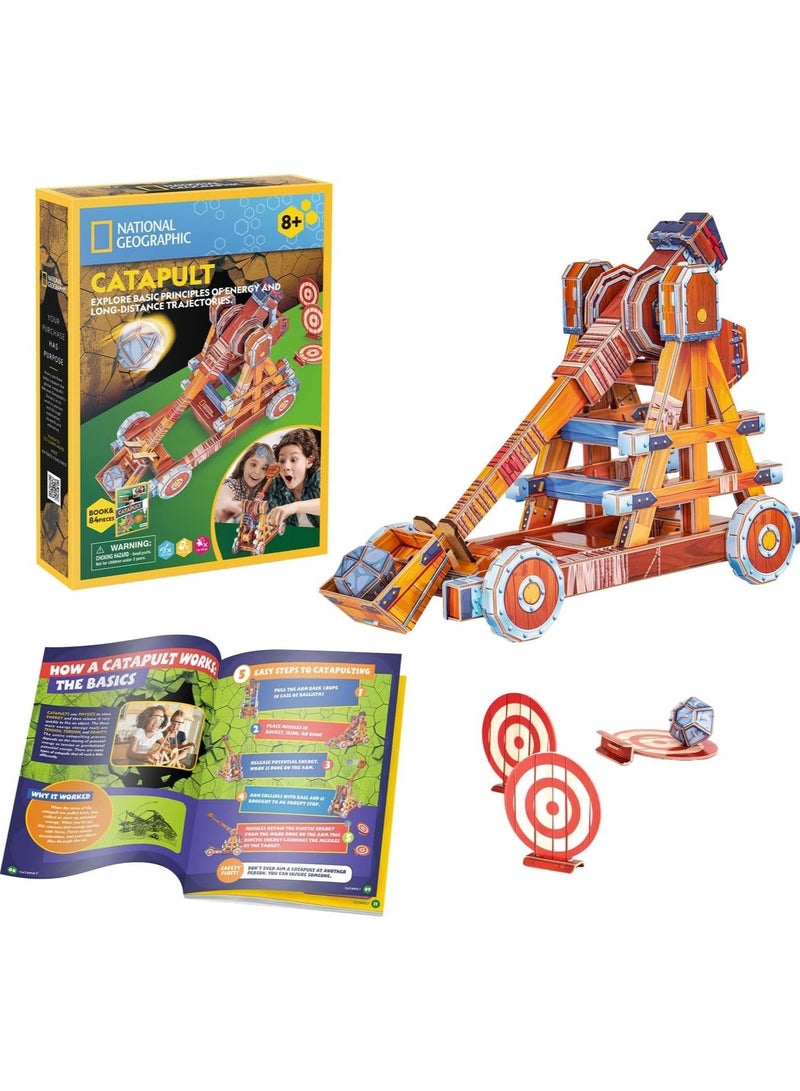 NATIONAL GEOGRAPHIC 3D Catapult Puzzle – 84-Piece DIY Model Kit for Kids and Adults, Functional Medieval Launcher, Tool-Free Assembly, Enhances Dexterity and Problem-Solving  - Image 1