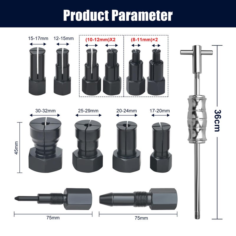 LainKeen 14pcs Blind Hole Collet Bearing Puller Set, Internal Bearing Extractor Puller Kit Slide Hammer Bearing Puller Set with Expandable Collets 8-32MM Insert Bearing Remover Set Tool - Image 3