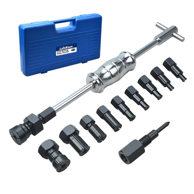 LainKeen 14pcs Blind Hole Collet Bearing Puller Set, Internal Bearing Extractor Puller Kit Slide Hammer Bearing Puller Set with Expandable Collets 8-32MM Insert Bearing Remover Set Tool - Image 1