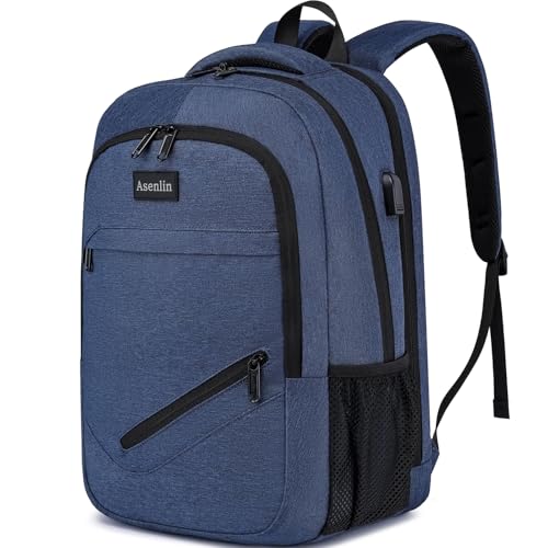 Asenlin Travel Laptop Backpack for Women & Men,Water Resistant Business Slim Sturdy Laptops Backpack with USB Charging Port,Fits 15.6 Inch Notebook College School Computer Bag-Blue - Image 1