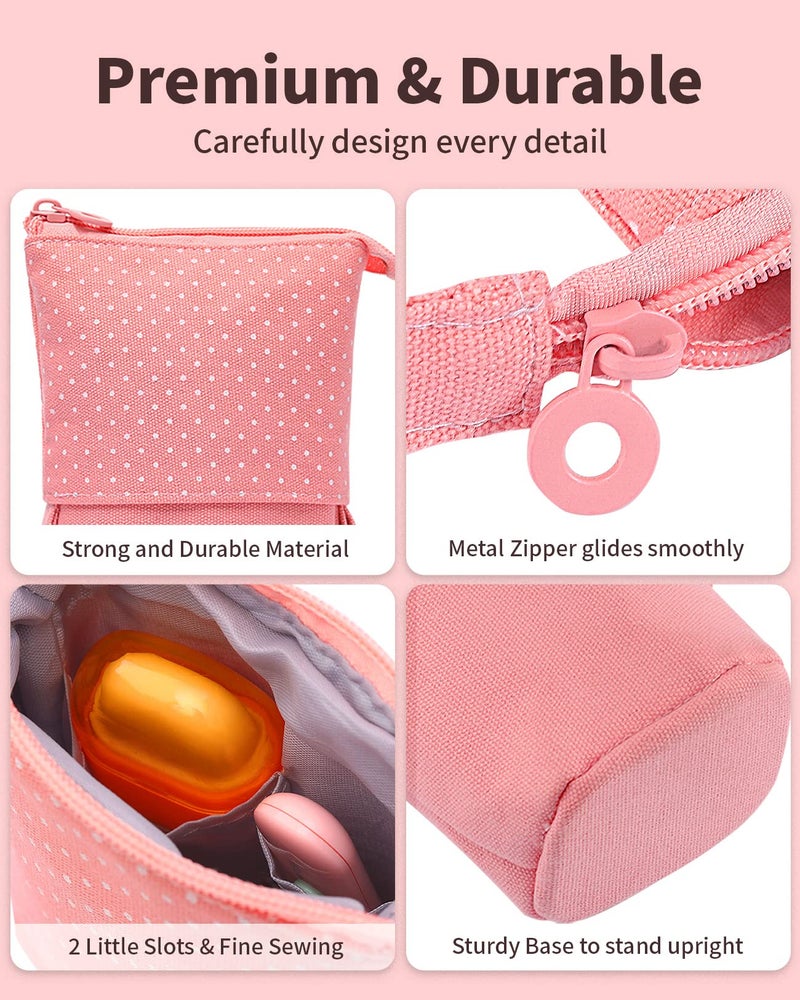 Sooez Standing Pencil Case, Cute Stand up Pencil Pouch, Telescopic Pen Pouch, Portable Pencil Holder, Kawaii Stand up Pencil Case, Spacious Pencil Pouch Bag for School Office Supplies, Pink - Image 4