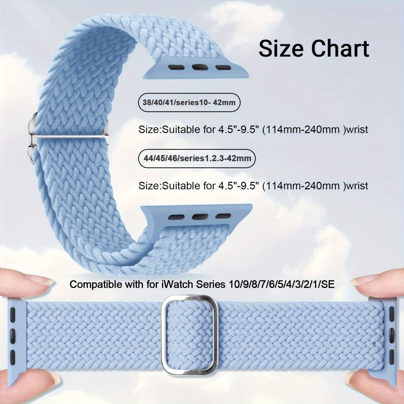 Set Of 2 Elastic Woven Straps For 42 44 45 49mm Iwatch Single Loop - Image 2