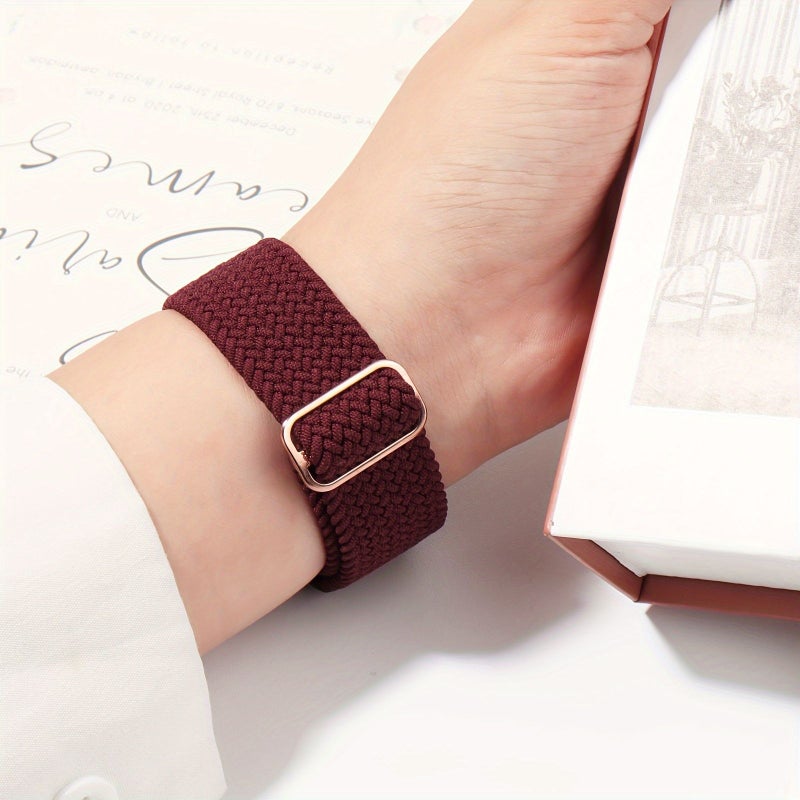 Set Of 2 Elastic Woven Straps For 42 44 45 49mm Iwatch Single Loop - Image 5