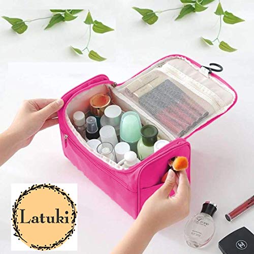 Latuki Multifunctional Extra Large Cosmetic Bag with Hook for Travel, Makeup Organiser, Cosmetic Pouch, Household Grooming Kit, Makeup Bag for Women | Assorted color - Image 2