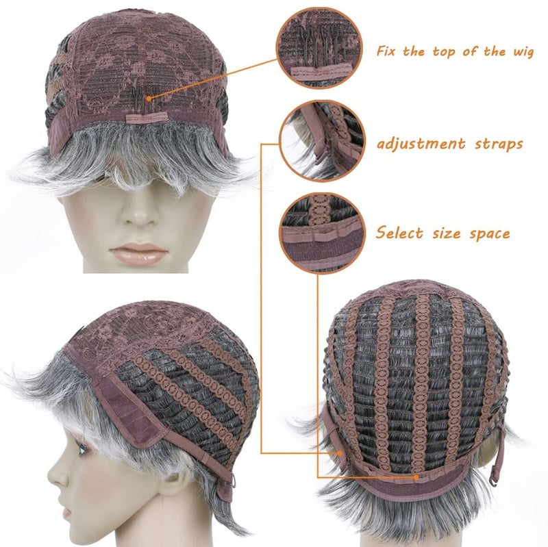 BECUS Gray Pixie Cut Wig â€“ Short Wigs for Women Synthetic, Natural Looking Layered Grey Wig, Easy Wear Pixie Cut Wig for White Women Halloween & Cosplay Daily Use - Image 4