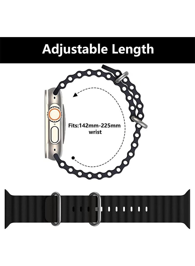 New Shape Soft Silicone Bracelet for Apple Watch Series 9/8/7/SE/6/5/4/3/2/1 And Apple Watch Ultra/Ultra 2 Size 49mm 44mm 45mm 42mm Black  - Image 4