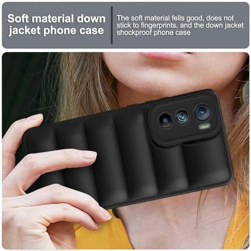 Plus Puffer Case Camera Protection Soft Back Cover for Motorola Moto Edge 30 5G - Black - Image 5