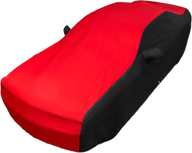 SR1 Performance 2008-2023 Dodge Challenger Ultraguard Plus Car Cover - Indoor/Outdoor Water Resistant Protection (Red/Black) - Image 4
