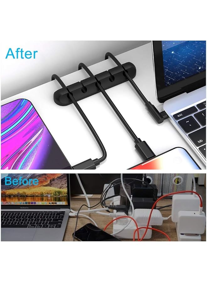 erorex Cord Organizer Cable Clips Cord Holder Cable Management Usb Cable Power Wire Cord Clips 2 Packs Cable Organizers For Car Home And Office 5 3 Slots - Image 2