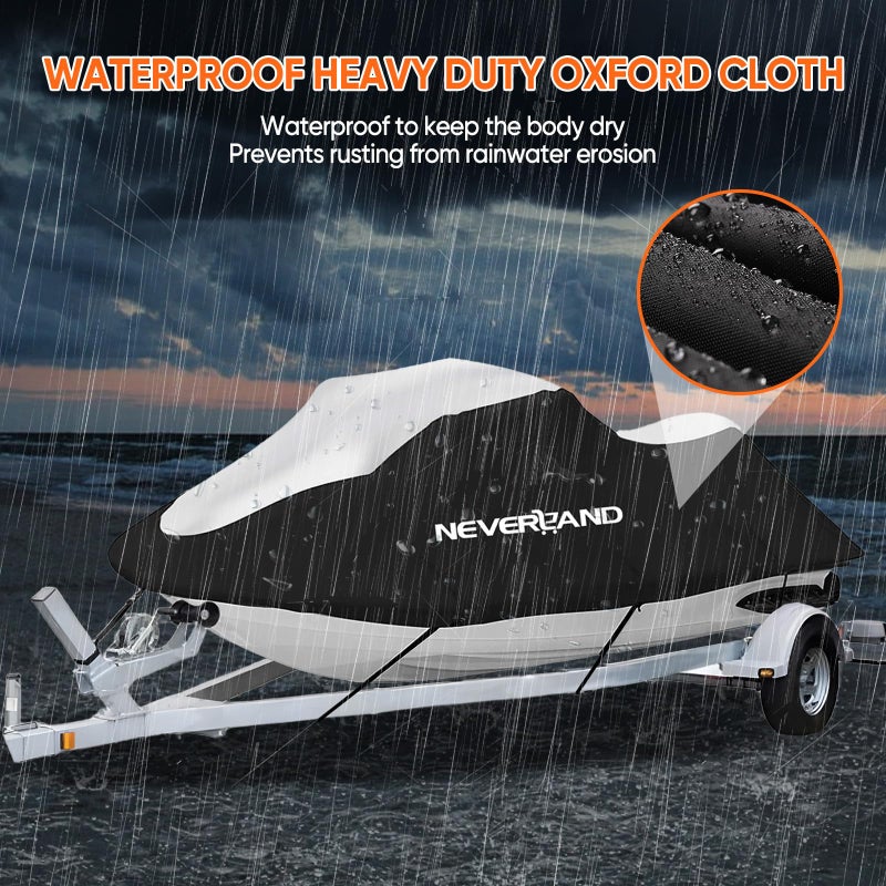 NEVERLAND Jet Ski Cover Suitable for 2 3 Seater Jetski Covers Heavy Duty Waterproof 210D with 2 Air Vent Marine Grade UV Resistant Compatible with Yamaha Sea-Doo Kawasaki Lengths 135'' to 145" - Image 3