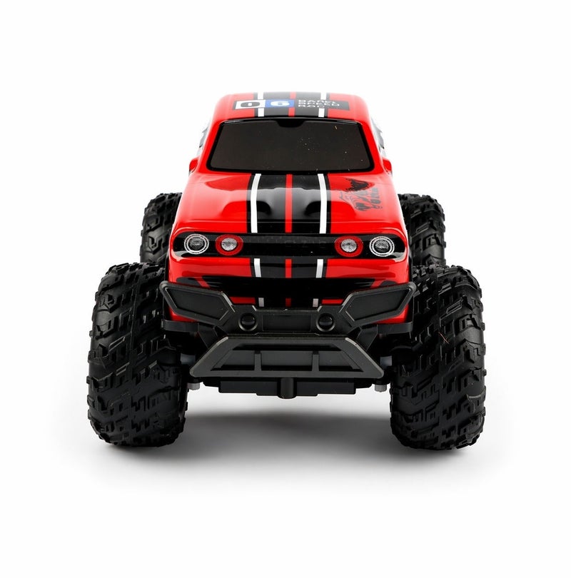 O2. Red Five Channel Remote Control Off-Road Car with Seven-Color LED Lights – 2.4GHz RC Monster Truck with 3.7V Rechargeable Lithium Battery and USB Charger for Kids - Image 4