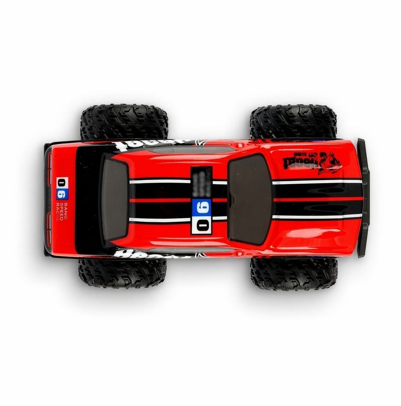 O2. Red Five Channel Remote Control Off-Road Car with Seven-Color LED Lights – 2.4GHz RC Monster Truck with 3.7V Rechargeable Lithium Battery and USB Charger for Kids - Image 5