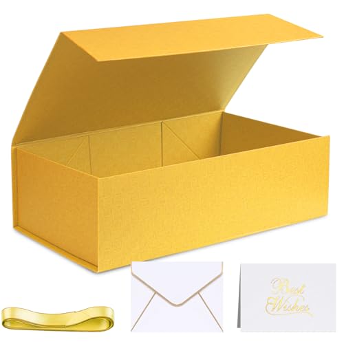 VGOODALL Yellow Magnetic Gift Box 14x87x43inches with Lid and Ribbon Perfect for Bridesmaid Proposals and Party Favors - Image 2