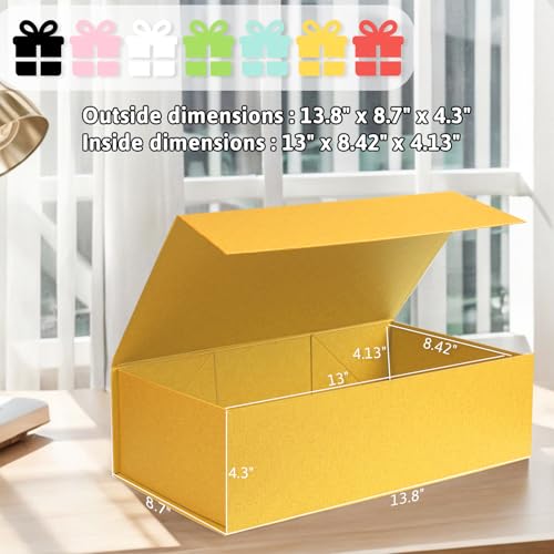 VGOODALL Yellow Magnetic Gift Box 14x87x43inches with Lid and Ribbon Perfect for Bridesmaid Proposals and Party Favors - Image 5