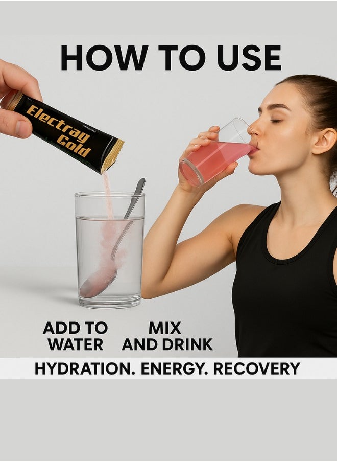 Electrag Gold - 24 Sachets Electrolyte Drink – Sugar-Free – Premium Hydration – Lemon, Blueberry, Mixed Berries & Watermelon - Image 1