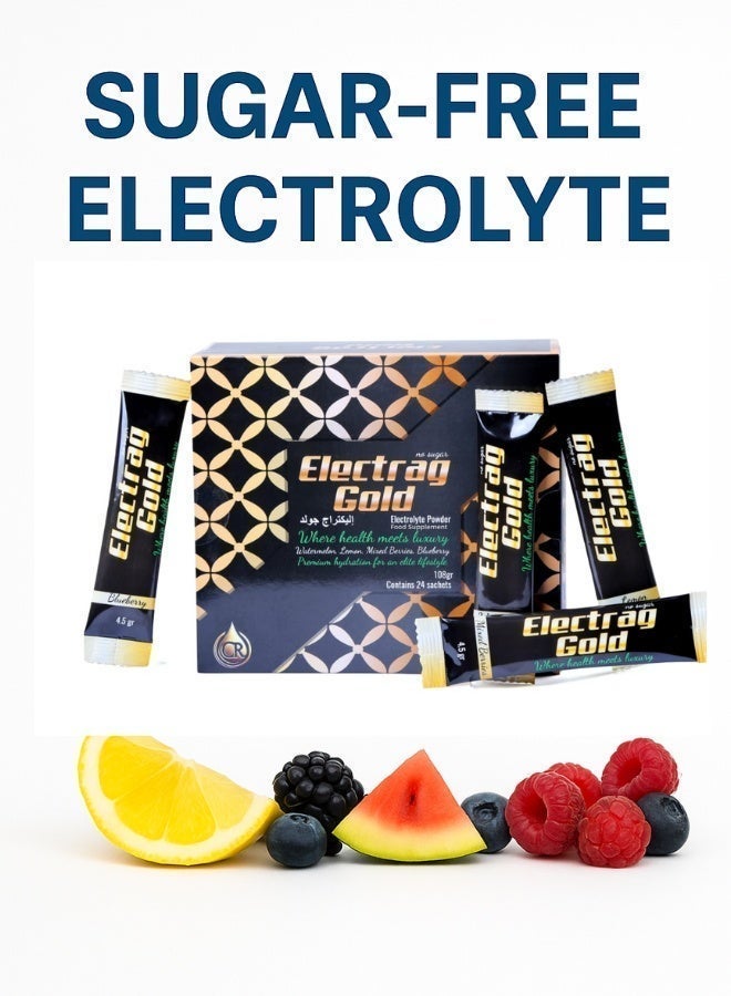 Electrag Gold Electrolyte Powder Sugar-Free | Fast Hydration for UAE Heat & Gym | No Sugar, No Calories | 24 Sachets | Sodium, Potassium, Magnesium - Image 1