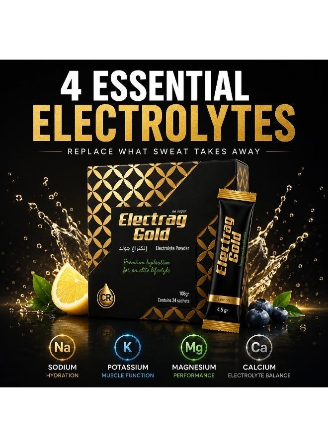 Electrag Gold Electrolyte Powder for Hydration & Recovery | Sugar Free Drink Mix | 24 Sachets | Sodium, Potassium & Magnesium - Image 2