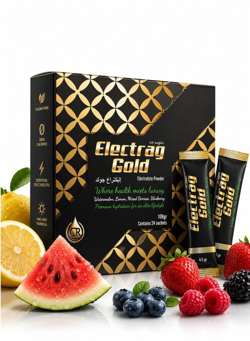 Electrag Gold Electrolyte Powder for Hydration & Recovery | Sugar Free Drink Mix | 24 Sachets | Sodium, Potassium & Magnesium - Image 1