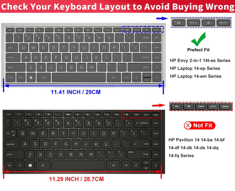 imComor Keyboard Cover for 2023 HP Envy 2-in-1 14" 14t-es000 14-es0013dx 14-es0033dx, HP 14" Laptop 14-ep 14-em 14t-ep000 14z-em000 14-ep000 14-ep0097nr 14-ep0145cl 14-em0047nr Keyboard Skin, Hot Pink - Image 2