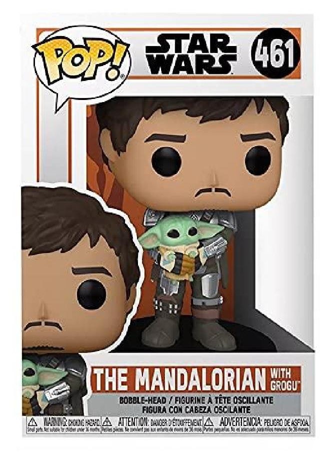 Funko - Star Wars: The Mandalorian - Mandalorian (Din Djarrin) Holding Grogu [The Child] Funko Pop! Vinyl Figure (Bundled with Compatible Pop Box Protector Case) - Image 1