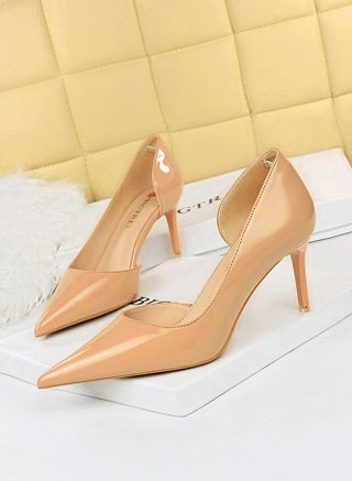 Women's Side Hollow Stiletto Pumps 7.5 cm Elegant Gorgeous Closed Pointed Toe Slip On Solid High Heels Beige - pzsku/Z2FDEAAC5460BFD9AEA7DZ/45/_/1707101799/69f9d55b-2dfd-44cd-bf71-21e31070e23e