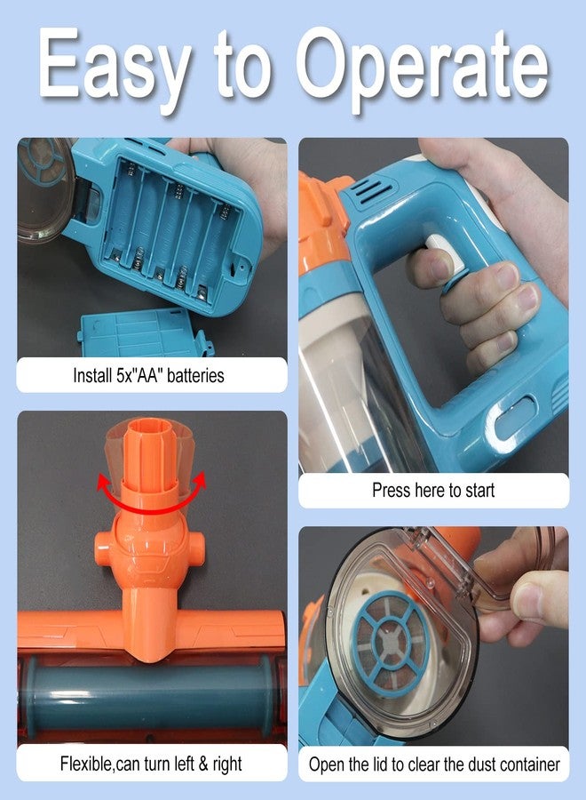 BAYMI 3-in-1 Kids Vacuum That Really Works, Toddler Toy Vacuum Cleaning Set for Children Aged 3+, Fun Kids Working Toy Vacuum Cleaner with Working Suction for Realistic Play (630Blue) - Image 3