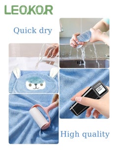 LEOKOR Kids Bath Towel for 1-6 Years Hooded Ultra Soft Towel Highly Absorbent Bathrobe Children's Cloak Bath Towel Pure Cotton Bathrobe with Hood Wear Cloak 70*140cm, Blue  - Image 4