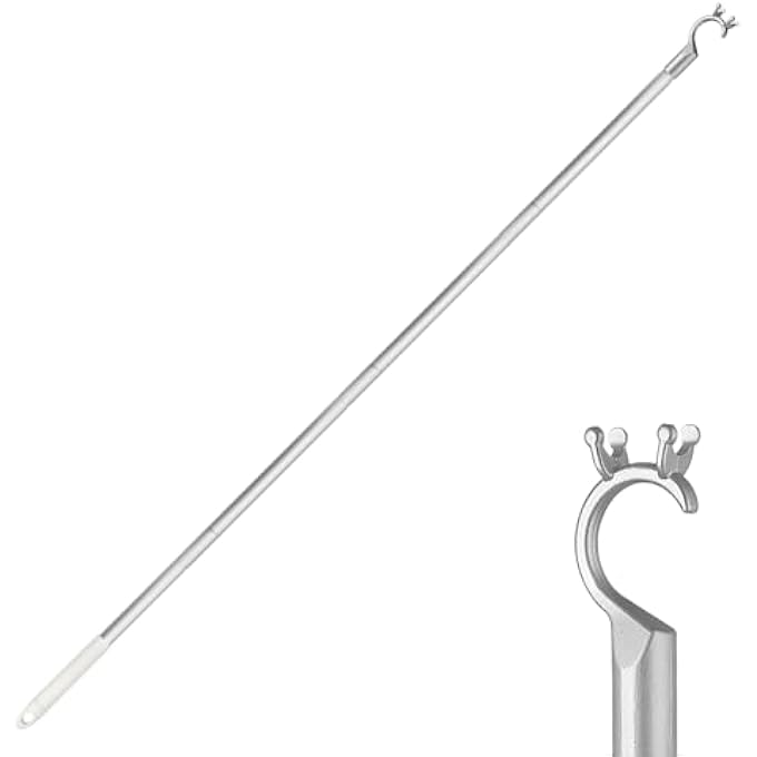 Roof Window Rod For Opening, Window Handle Extension, Window Opener Pole With Stick Hooks For Roof Window Opening, Rod With Hooks, 4-Piece Aluminium Pole 110 Cm, Practical Non-Slip (Silver) - Image 1