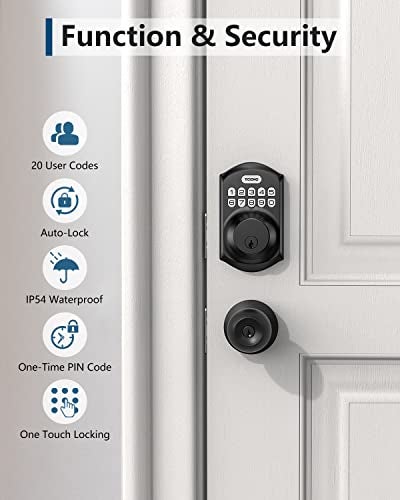 TEEHO TE001 Keyless Entry Door Lock with Keypad - Smart Deadbolt Lock for Front Door with 2 Keys - Auto Lock - Easy Installation - Matte Black - Image 5