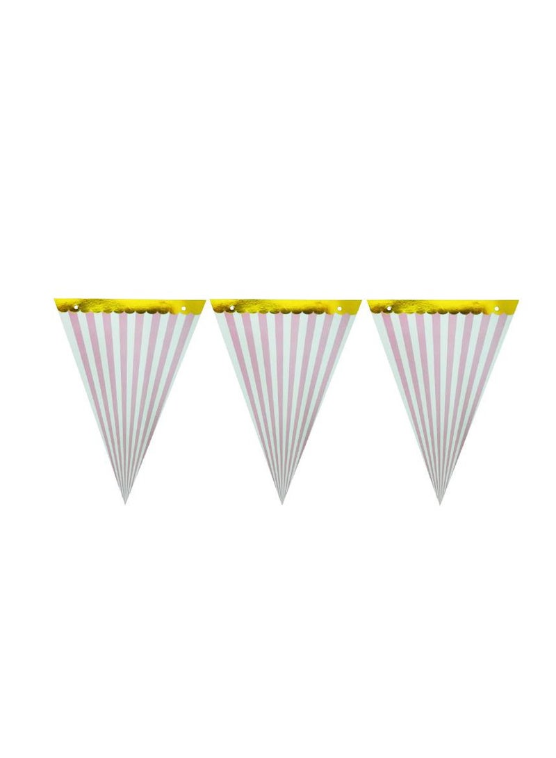 PARTY FUN Pink and White Banner 10 Flags, 3 meters Create a Whimsical Atmosphere for Your Celebration  - Image 1