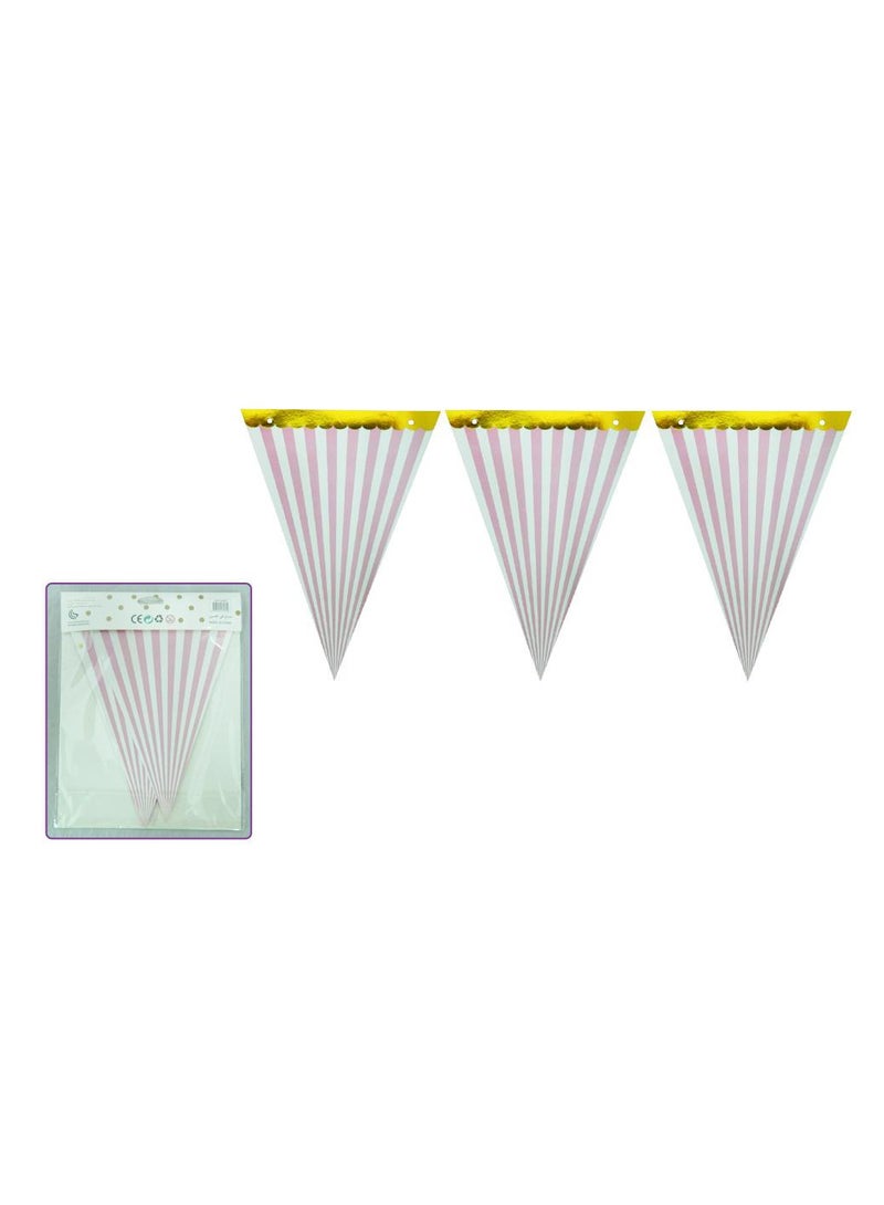 PARTY FUN Pink and White Banner 10 Flags, 3 meters Create a Whimsical Atmosphere for Your Celebration  - Image 2