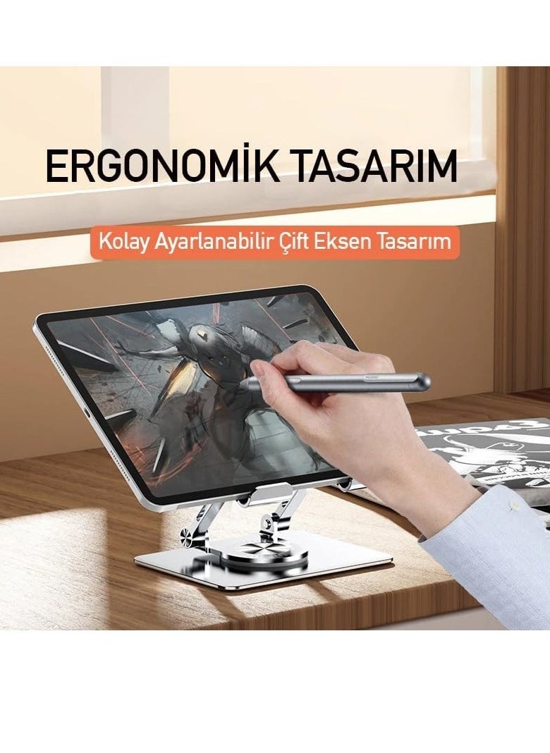 JAJEEK "New Height Adjustable Tablet Stand – 360° Rotating Desk Mount for 4-12 Inch Tablets & Smartphones"  - Image 2