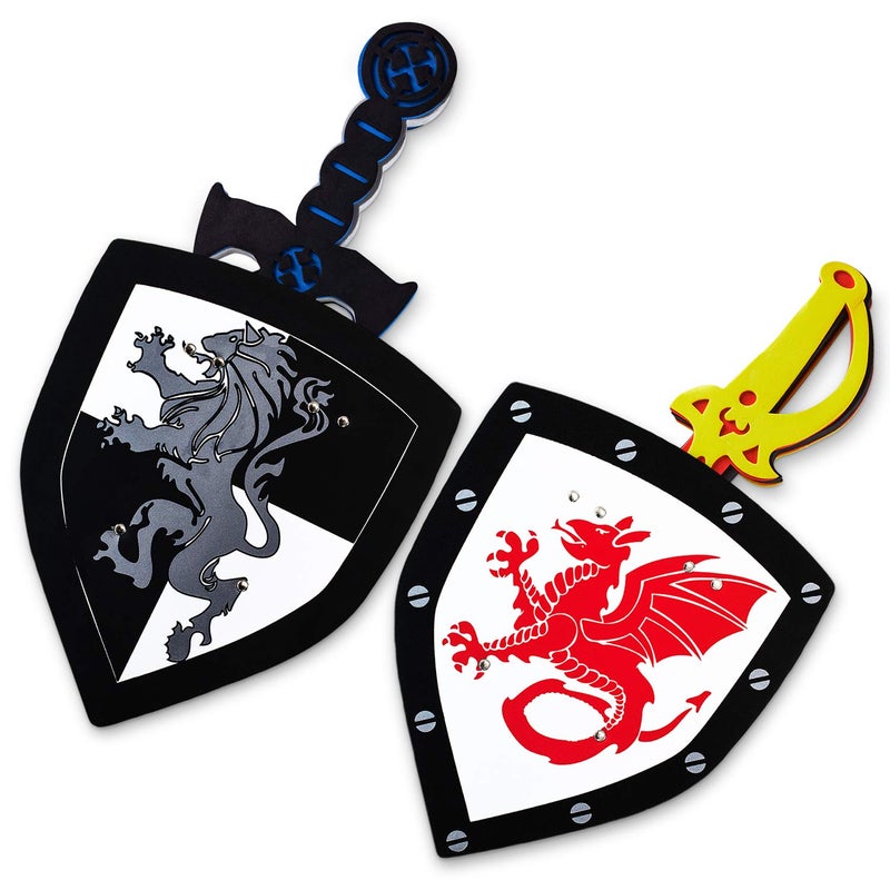 Super Z Outlet Children's Foam Toy Medieval Joust Dual Dragon Sword & Shield Knights Set Lightweight Safe for Birthday Party Activities, Event Favors, Toy Gifts - Image 5