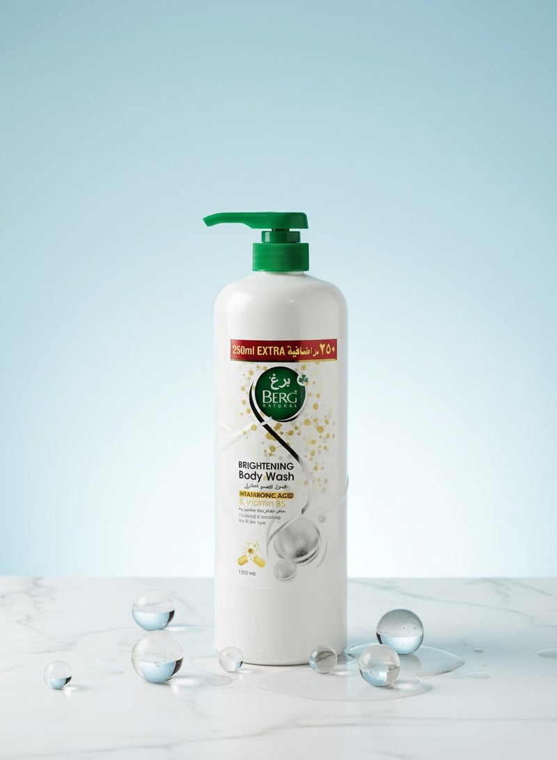 Berg Natural Brightening Body Wash – Hyaluronic Acid & Vitamin B5 Infused for All Skin Types (1250 ml)