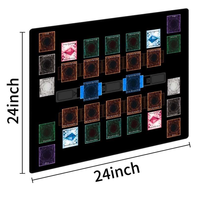 Extalas Stitched for Yugioh Playmat, 2-Player, Master Rule Duel Field Zones, Large Card Game Mat, Original Art Designs & Accessories (Basic3) - Image 2