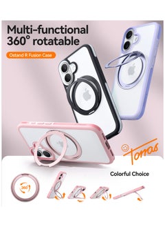 TORRAS Upgraded 360°Rotatable Magnetic Ring for iPhone 16 Case, Fit for MagSafe with Stand & Ring Holder, 16FT Mil-Grade Shockproof, Protective Kickstand, Translucent,  for iPhone 16 Phone Case Ostand R Fusion, Black  - Image 5