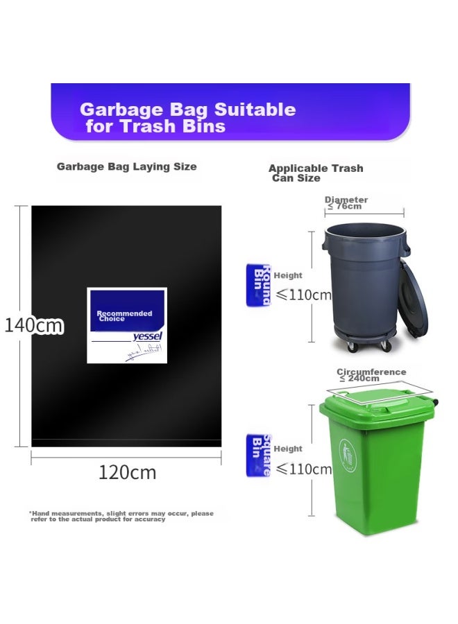 Yessel Yizhixuan Extra Large Garbage Bags, 120*140cm, 50 Count, Thickened Flat-top Commercial Use For Property Management And Hotels, Extra Large Plastic Bags - Image 4