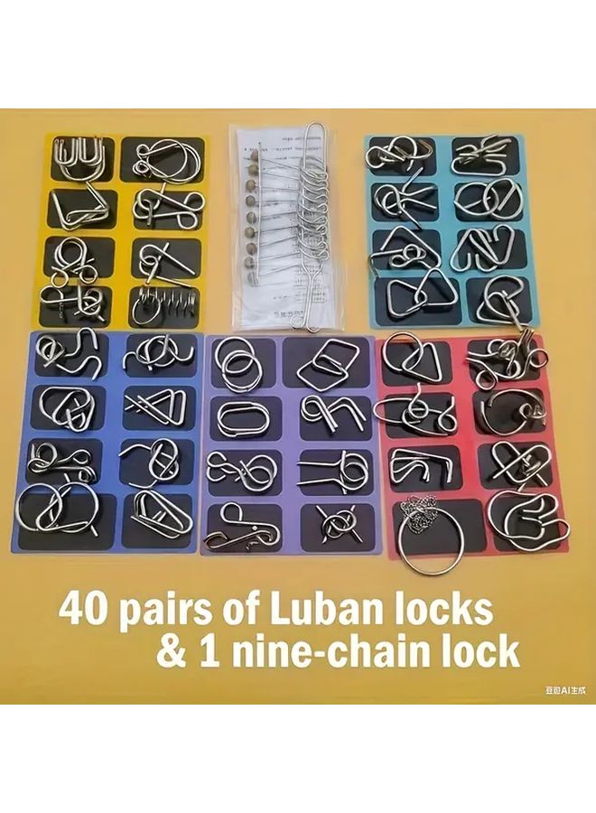41 Piece Traditional Chinese Metal Brain Teaser Set Luban Lock And Kongming Lock - Image 2