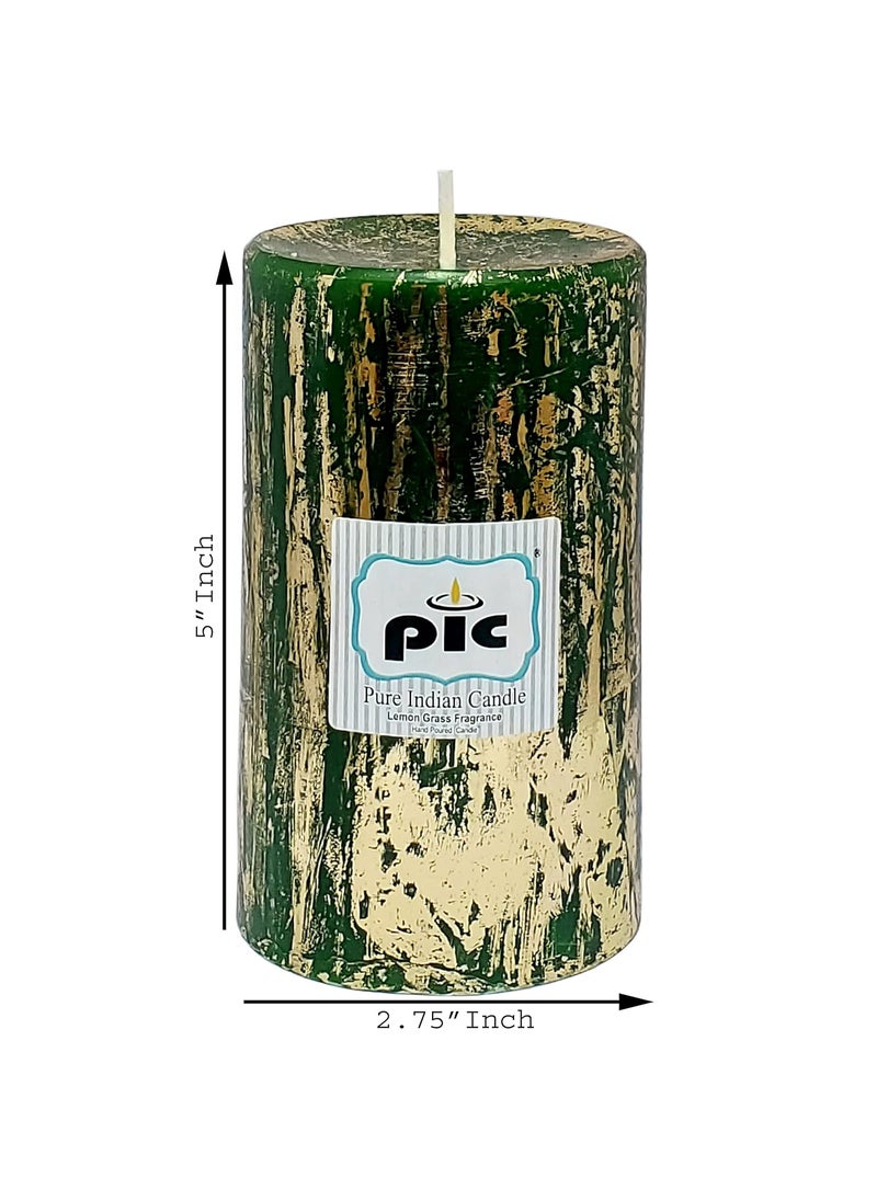 PIC PIC Pure Indian Candle Handmade Lemongrass Scented Decorative Wax Pillar Candle (Pack of 1 Pcs.) PICPC52346  - Image 2