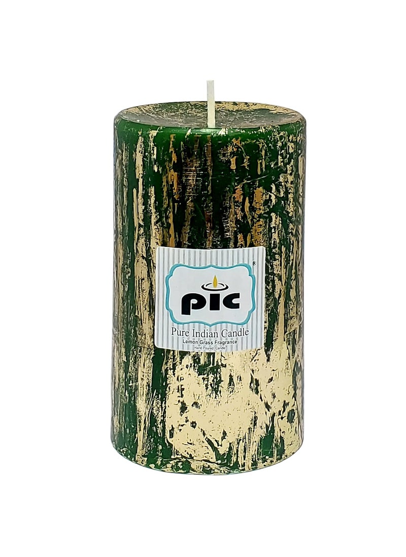 PIC PIC Pure Indian Candle Handmade Lemongrass Scented Decorative Wax Pillar Candle (Pack of 1 Pcs.) PICPC52346  - Image 1