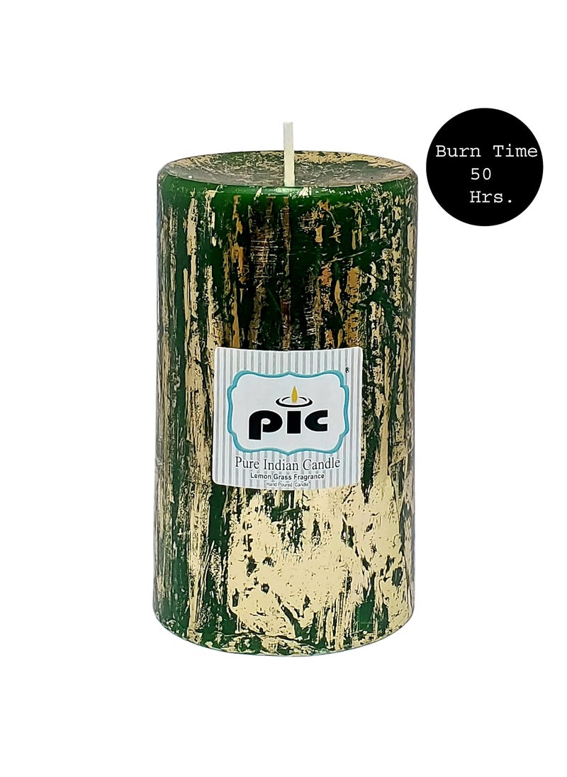 PIC PIC Pure Indian Candle Handmade Lemongrass Scented Decorative Wax Pillar Candle (Pack of 1 Pcs.) PICPC52346  - Image 3