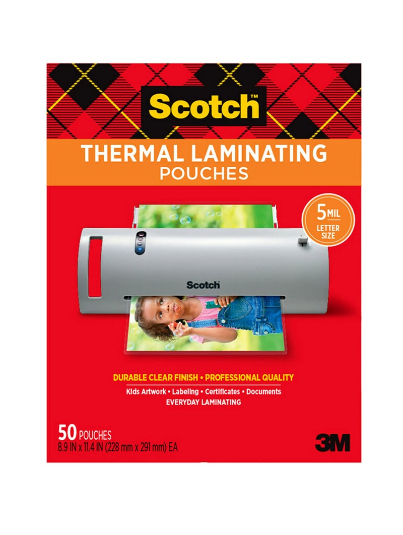 Scotch Thermal Laminating Pouches Premium Quality, 5 Mil Thick for Extra Protection, 50 Pack Letter Size Laminating Sheets, Our Most Durable Lamination Pouch, 8.9 x 11.4 inches, Clear - Image 1