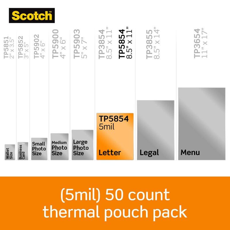 Scotch Thermal Laminating Pouches Premium Quality, 5 Mil Thick for Extra Protection, 50 Pack Letter Size Laminating Sheets, Our Most Durable Lamination Pouch, 8.9 x 11.4 inches, Clear - Image 2