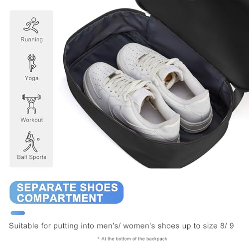 coofay Gym Backpack For Women Waterproof Backpack With Shoe Compartment Lightweight Travel Backpacks Black Sports Backpacks Large Gym Bag - Image 5